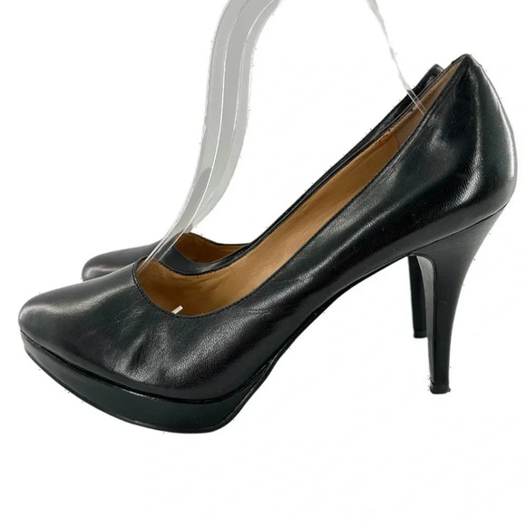 Nine West womens heels size 7.5 black leather chunky platform stilettos - Picture 5 of 12